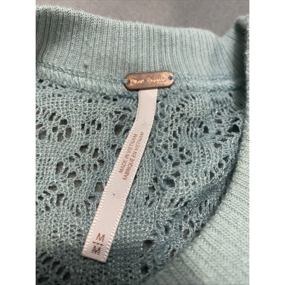 Free People Medium Crochet Lace Coffee In the‎ Morning Tunic Top Boho Sheer - Picture 2 of 7